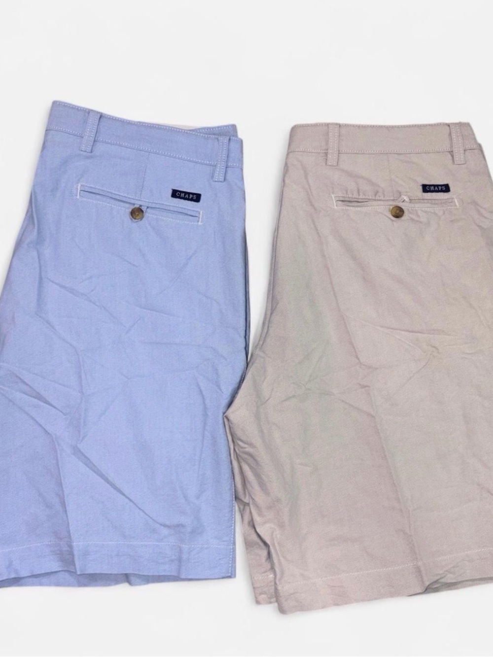 Chaps Men’s 38 Cotton Chino Shorts Lot of 2 Blue & Khaki